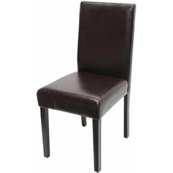 Chaise de salle à manger cuisine en synthétique marron pieds en bois foncé design moderne 040002341