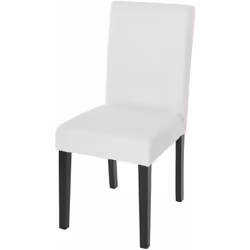 Chaise de salle à manger cuisine en synthétique blanc mat pieds en bois foncé Coins et bords arrondis Dossier haut Normes soc ...