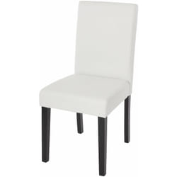 Chaise de salle à manger cuisine en synthétique blanc mat pieds en bois foncé design moderne 040002343