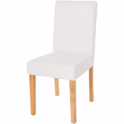 Chaise de salle à manger cuisine en synthétique blanc mat pieds en bois clairs Coins et bords arrondis Dossier haut Normes so ...