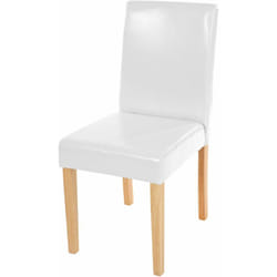Chaise de salle à manger cuisine en synthétique blanc pieds en bois clair design moderne 040002338