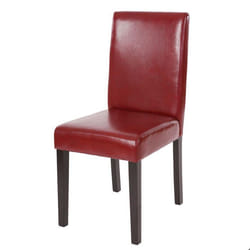 Chaise de salle a manger cuisine en cuir rouge pieds en bois fonce style moderne 04_0002335