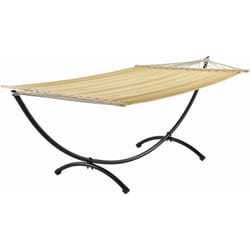 Helloshop26 - Hamac avec cadre coton polyester métal 210 cm beige noir