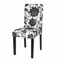 Chaise de salle à manger cuisine en tissu jacquard noir pieds fonces design moderne