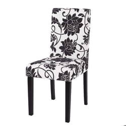 Chaise de salle à manger cuisine en tissu jacquard noir pieds fonces design moderne