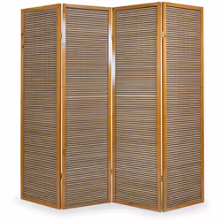 Paravent 4 panneaux en bois et bambou Encadrement en bois brun Charnières dans les deux directions pliables Dimensions: Haute ...