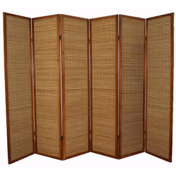 Paravent 6 panneaux en bois et bambou Encadrement en bois brun Charnières dans les deux directions pliables Dimensions: Haute ...