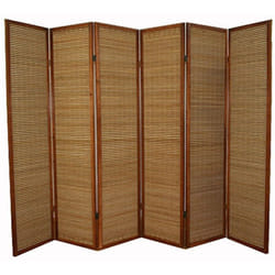 Décoshop26 - Paravent 6 panneaux marron en bois et bambou 264x175 cm PAR06069
