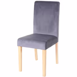 Chaise de salle à manger cuisine en velours gris pieds en bois clair Coins et bords arrondis Dossier haut Normes sociales BSC ...