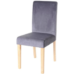Chaise de salle à manger cuisine en velours gris pieds en bois clair design moderne 040002310