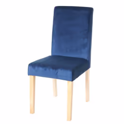 Chaise de salle a manger cuisine en velours bleu pieds en bois clair design moderne 04_0002311
