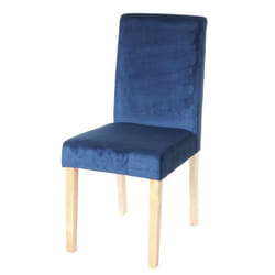 Chaise de salle a manger cuisine en velours bleu pieds en bois clair design moderne 04_0002311