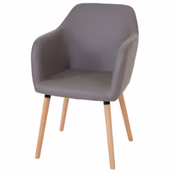 Chaise de salle à manger - Décoshop26 - Design rétro - Synthétique gris taupe - Pieds en bois clair - 1 place