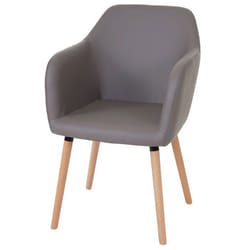 Chaise de salle à manger - Décoshop26 - Design rétro - Synthétique gris taupe - Pieds en bois clair - 1 place