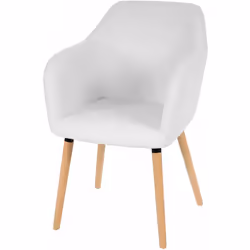 Chaise de salle à manger cuisine design rétro en synthétique blanc pieds bois clair Ce fauteuil s'adapte parfaitement à n'imp ...