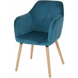 Chaise de salle à manger cuisine bureau coiffeuse style rétro en tissu velours bleu pétrole 040002371