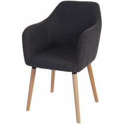 Chaise à manger bureau rétro 50s en tissu gris pieds en bois clair 040002367