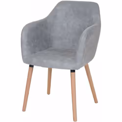 Chaise de salle à manger design rétro scandinave en tissu gris béton pieds clairs Ce fauteuil s'adapte parfaitement à n'impor ...