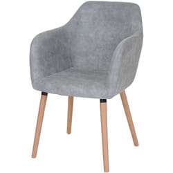 Chaise de salle à manger design rétro scandinave en tissu gris béton pieds clairs 040002369