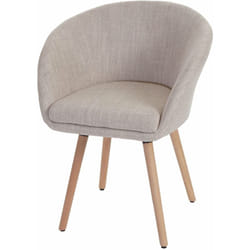 Chaise de salle à manger cuisine design rétro scandinave en tissu crème-gris pieds bois clair 040002377