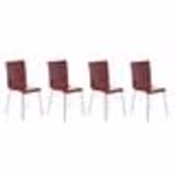Lot de 4 chaises de cuisine en bois rouge et metal