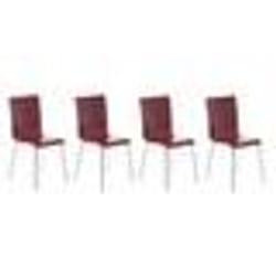 Lot de 4 chaises de cuisine en bois rouge et metal