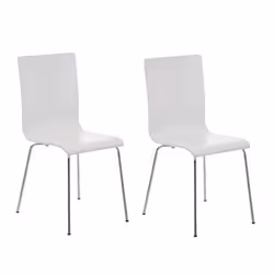Chaises de cuisine - Décoshop26 - CDS10062 - Lot de 2 - Bois blanc - Métal chromé