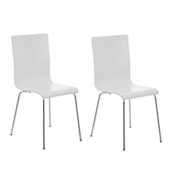 Chaises de cuisine - Décoshop26 - CDS10062 - Lot de 2 - Bois blanc - Métal chromé
