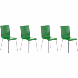 Lot de 4 chaises de séjour ou cuisine en bois et pieds en métal chromé. Design moderne Facile à nettoyer Couleur: vert Dimens ...