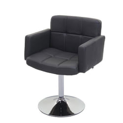 Chaise de salle à manger - Décoshop26 - Fauteuil lounge pivotant - Synthétique gris - Pied chrome - Confortable
