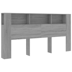 Tête de lit - Non spécifié - 200x185x1045 cm - MDF gris - 3 compartiments de rangement - Style contemporain