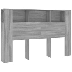 Tête de lit - MDF - 160x185x1045 cm - Gris - Contemporain - Rangement intégré