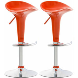 Lot de 2 tabourets de bar design orange pivotant et hauteur réglable TDB10032