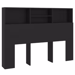Tête de lit - MDF - Noir - 140x19x1035 cm - Rangement intégré - Style contemporain