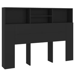 Tête de lit - MDF - Noir - 140x19x1035 cm - Rangement intégré - Style contemporain