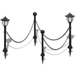 Helloshop26 - Barrière à chaine 2 lampes solaires et 2 poteaux luminaire décoration