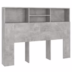Tête de lit - MDF - 140x19x1035 cm - Gris - Contemporain - Rangement intégré