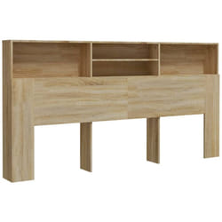 Tête de lit avec rangement accessoire de lit table de chevet étagère 200 x 19 x 103,5 cm mdf couleur chêne TDL0200044