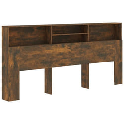 Tête de lit avec rangement - TDL - MDF marron - 220 x 19 x 1035 cm - 4 compartiments - Design contemporain