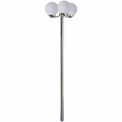 Fabriqué en acier inoxydable (inox), ce lampadaire habillera élégamment l'extérieur de votre maison. Ses têtes de 25 cm de di ...