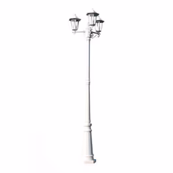 Ce lampadaire blanc, en fonte d'aluminium améliorera grandement l'apparence générale de votre jardin. Il a 3 lampes en verre  ...