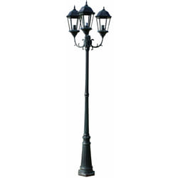 Lampadaire extérieur triple 230 cm vert et noir luminaire décoration