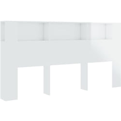 Tête de lit avec rangement accessoire de lit table de chevet étagère 200 x 18,5 x 104,5 cm mdf blanc brillant TDL0200088
