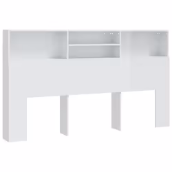 Tête de lit avec rangement accessoire de lit table de chevet etagère 180 par 19 par 1035 MDF blanc brillant