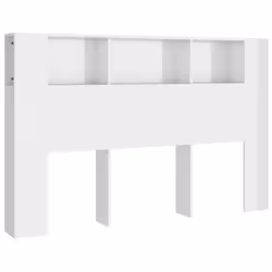 Tête de lit - MDF - 160x185x1045 cm - Blanc brillant - Rangement intégré - Style contemporain
