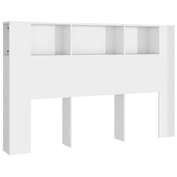 Tête de lit - MDF - 160x185x1045 cm - Blanc brillant - Rangement intégré - Style contemporain