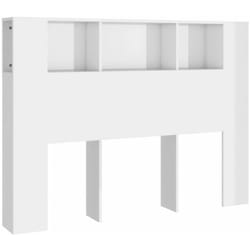 Tête de lit avec rangement accessoire de lit table de chevet étagère 140 x 18,5 x 104,5 cm MDF blanc brillant TDL0200094