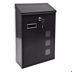 Boîte aux lettres - Helloshop26 - 1013008 - Murale - Métal peint - Noir - 3 fenêtres transparentes