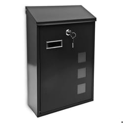 Boîte aux lettres - Helloshop26 - 1013008 - Murale - Métal peint - Noir - 3 fenêtres transparentes