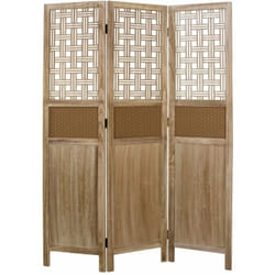 Paravent 3 panneaux en bois avec motif 170x120cm PAR06074